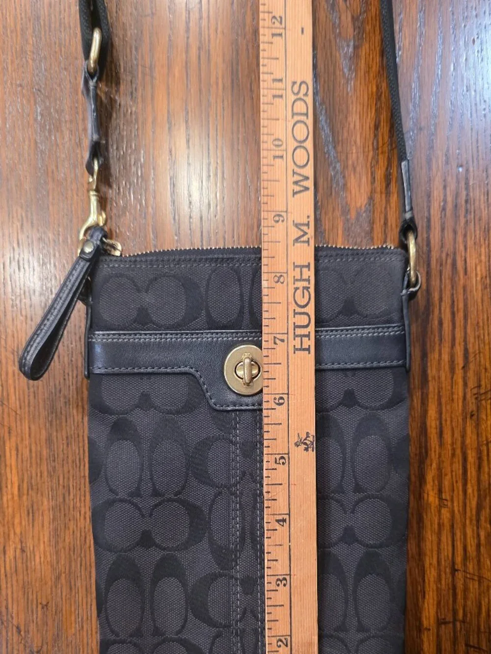 Vintage Coach Black Signature C Jacquard Turnlock Swingpack Crossbody Bag Y2K